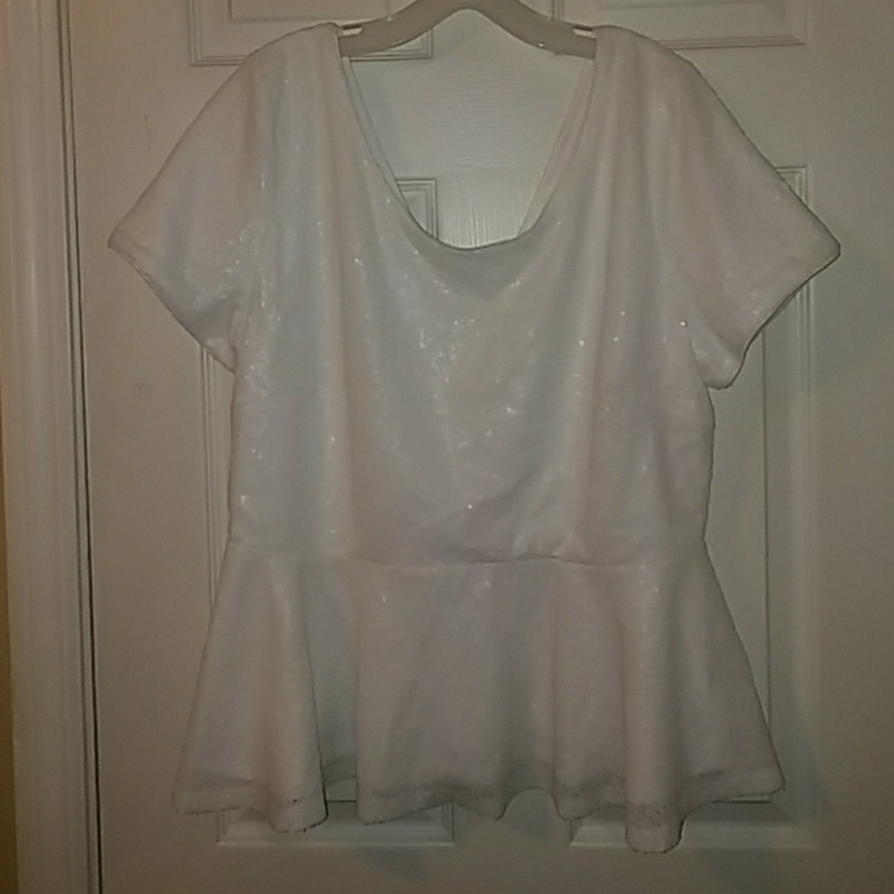 White sequin peplum top
